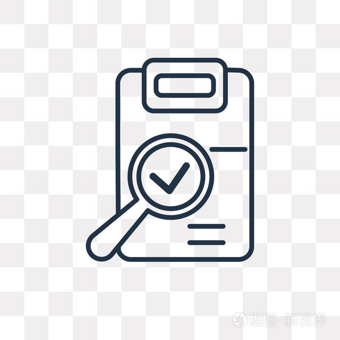 检查矢量轮廓图标隔离在透明背景下, 高质量的线性检查透明度概念可以
