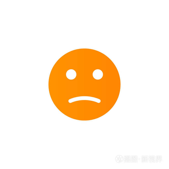 不满emoji表情拟人化的脸橙色的微笑被隔离在白色背景上