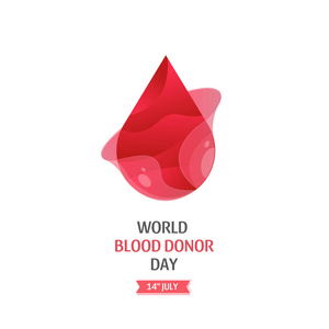 向量世界献血者天6月14日。海报。血滴。捐赠血液概念。血友病天例证