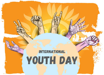友谊日的概念, 国际青年日, Iyd 庆祝在8月12日。矢量