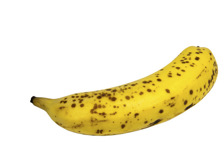 唯一带斑点的皮的香蕉的侧视图