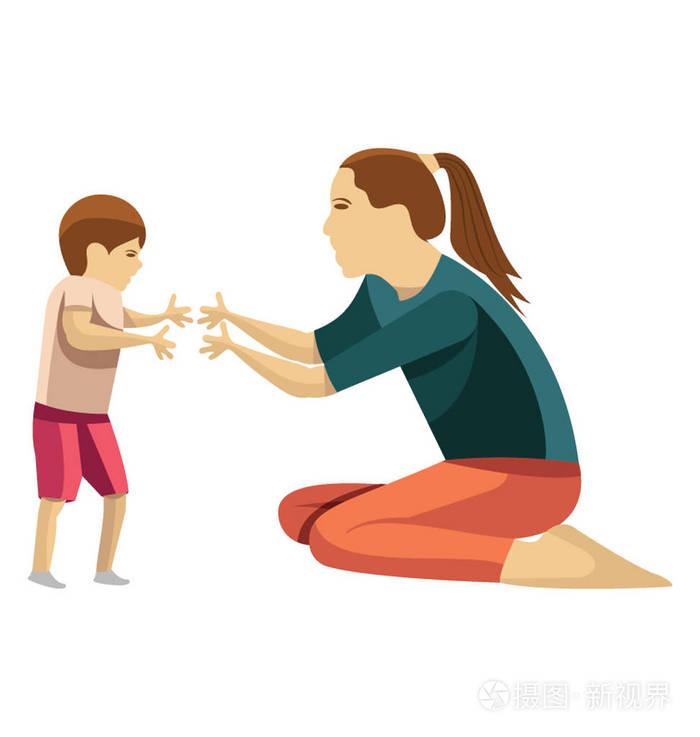 孩子在走路和学习的第一步