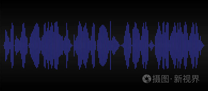 黑色背景的蓝色声音轨道.图形音轨
