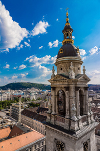 鸟瞰图在布达佩斯从顶部的圣斯蒂芬大教堂