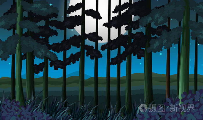 黑暗森林在夜例证插画-正版商用图片09avpc-摄图新视界