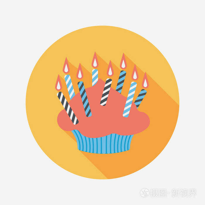 带有长长的影子eps10的生日蛋糕平图标