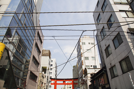 电气线路和牌坊图片