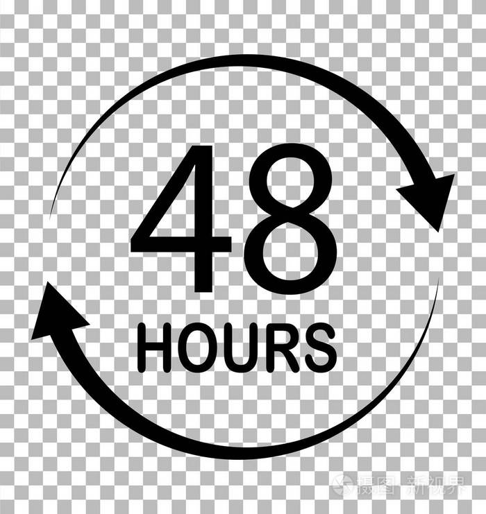 48小时透明的背景.48小时标志.平坦的风格.