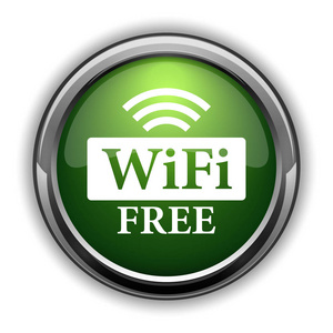 Wifi 免费图标。免费 Wifi 网站按钮白色背景