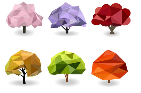 鸡鸣三省集树多边形,林与省绿地概念,低聚建模,几何三角形形状,矢量