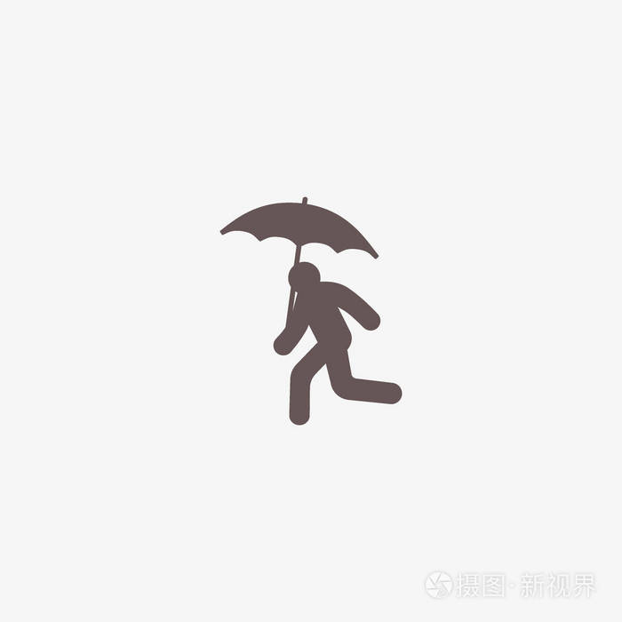 带伞的跑步人矢量插图图标