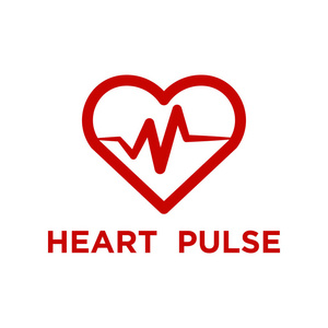 红色心脏脉冲标志模板图示