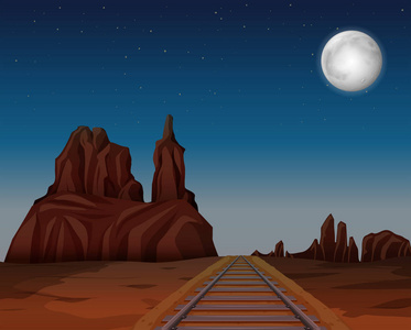 沙漠插图中的铁轨