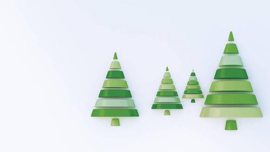 简约圣诞树3d 插图反对白色背景