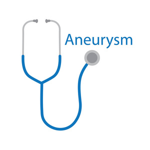 动脉瘤词和听诊器图标矢量插图
