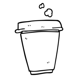 线条画动画片咖啡杯