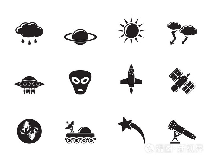 剪影航天和空间和宇宙的图标