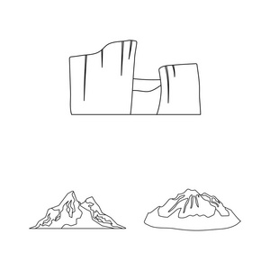 不同的山轮廓图标集集合中的设计。矢量符号股票网站插图