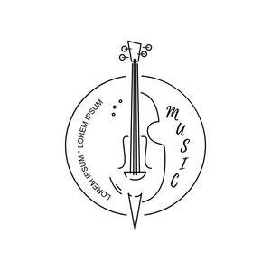 Contrabass 图标在白色背景上被隔离。线条样式。矢量插图