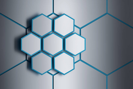 与几何数字的组合.3d 插图照片