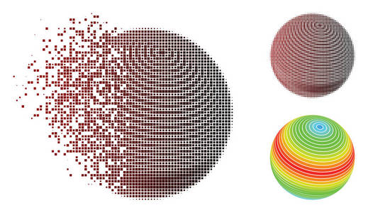 移动像素半色调抽象球面频谱条纹图标
