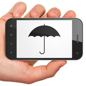 隐私权的概念 在智能手机上的雨伞