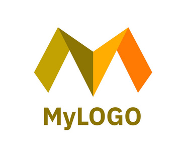 m型脱发徽标符号类型字母 m 徽标设计思想插图像纸形状 m 与橙色颜色