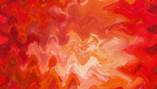 油画和数字技术。五颜六色的抽象背景与波浪样式。红色火焰。粗刷笔画的纹理