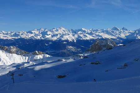 马特宏峰 Weisshorn 和其他高山的远景