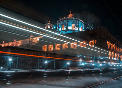 波尔图城市夜景灯