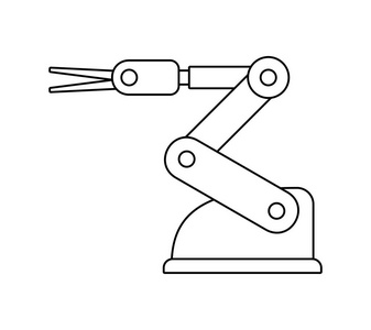 机器人手臂。线条样式。在白色背景上被隔离