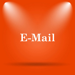 电子邮件图标。橙色背景上的互联网按钮