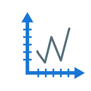 白色 backgro 上的折线图图标矢量符号和符号