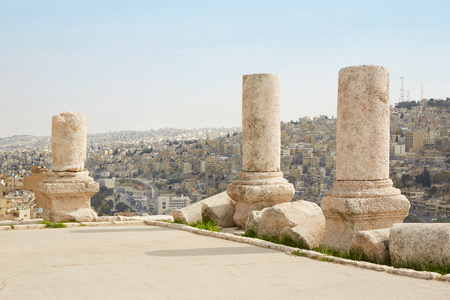 安曼城堡，约旦，城市景观的列