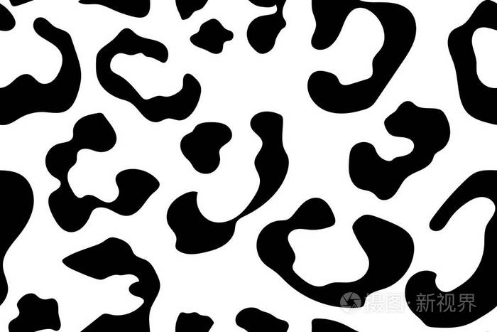 豹纹无缝图案.白色和黑色无缝.动物指纹矢量背景