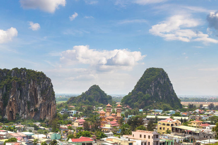 夏季, 越南岘港大理石山脉全景鸟瞰图