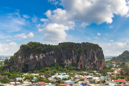 夏季, 越南岘港大理石山脉全景鸟瞰图