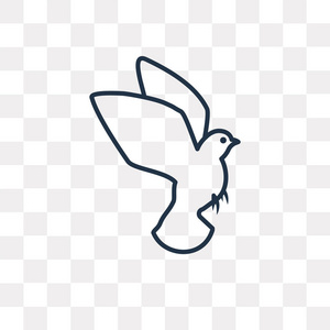 鸽子线鸽子矢量轮廓图标隔离在透明背景下, 高质量的线性鸽子透明度