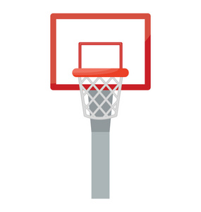 一个篮球边缘和网络篮球圈矢量图标在白色背景下被隔离