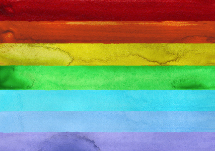 七彩虹水彩绘画描边照片