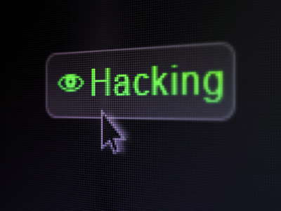 安全概念 黑客和数字按钮背景上的眼睛