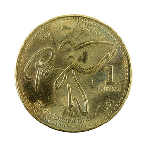 1危地马拉格查尔硬币 2000 正面被隔绝在白色背景上