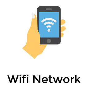 手持移动 wifi, 连接概念平面图标