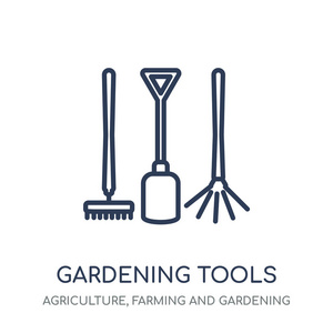 园艺工具图标。园艺工具线性符号设计从农业, 农业和园艺收藏。简单的大纲元素向量例证在白色背景