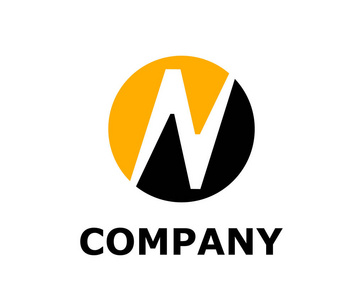 黑黄色图标徽标符号类型字母 n 剪影标志设计想法例证在圈子黄色和黑