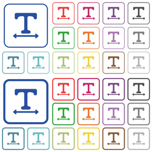 调整圆角方形框架中的字体宽度颜色平面图标。包括薄型和厚型