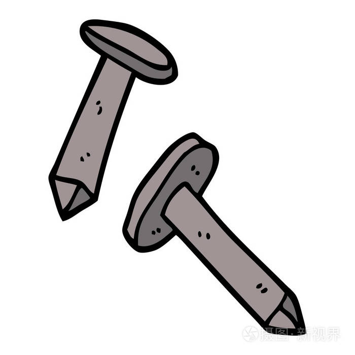 动画片涂鸦老弯曲铁钉