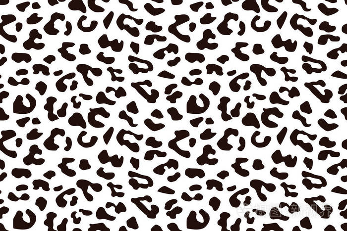 豹纹无缝图案.白色和黑色无缝.动物指纹矢量背景插画-正版商用图片09d