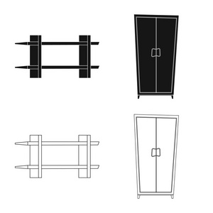 家具和公寓图标的孤立对象。一套家具和家庭股票符号的网站