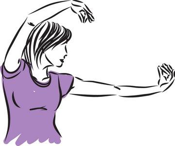 太极女太极女子姿势矢量插画插画